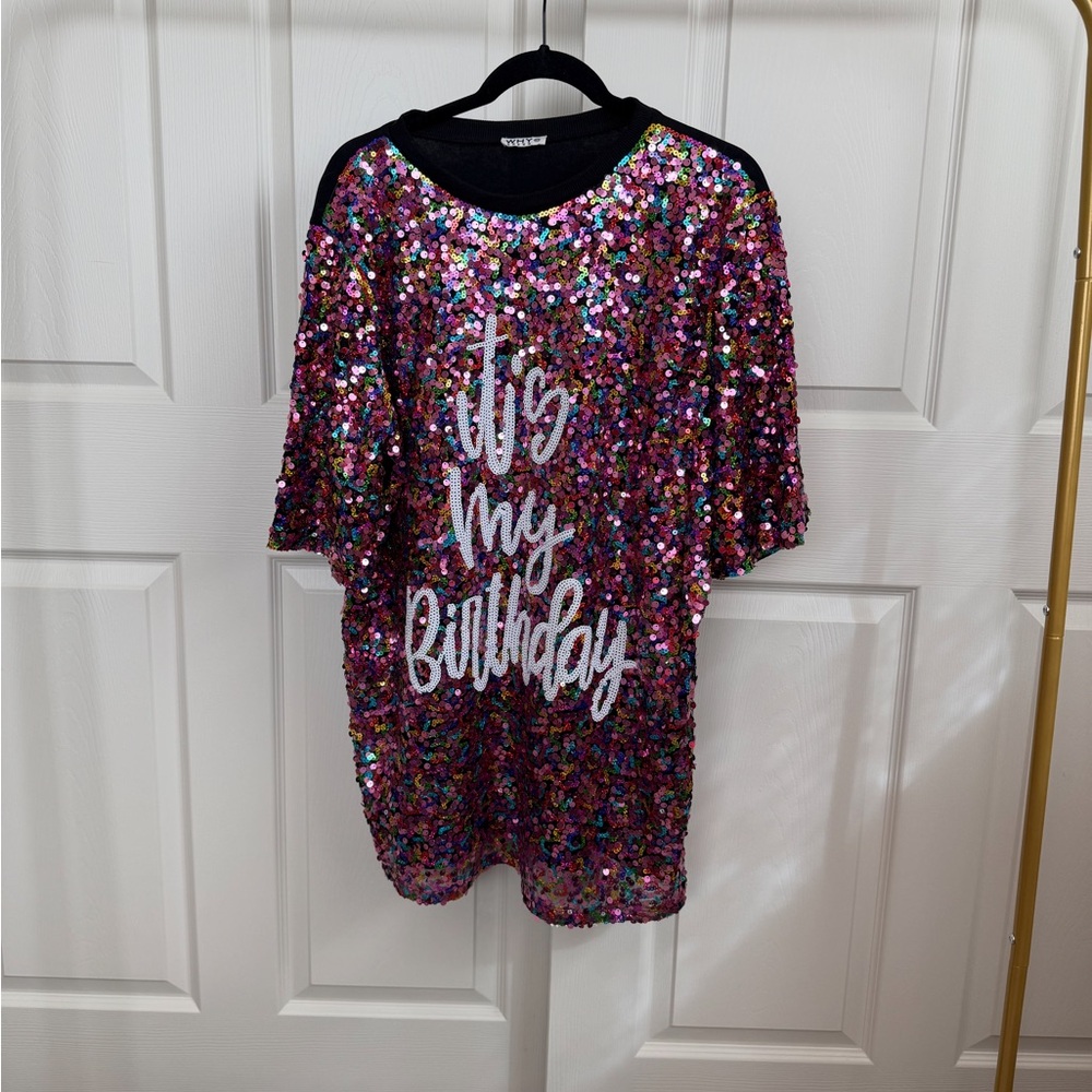 Multicolor Sequin 'It's My Birthday' Top